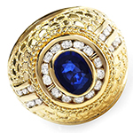 انگشتر مردانه جواهر با نگین  یاقوت کبود و الماس تراش برلیان: مدل rgm1349