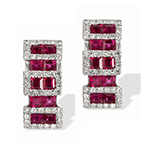 گوشواره جواهر زنانه یاقوت قرمز و الماس تراش برلیان مدل حلقه ای مدل: edf1248