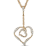 آویز گردنبند بلند الماس با طلای زرد 18 عیار طرح قلب مدل: pdb2051