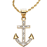 آویز لنگر طلا زرد 18 عیار و الماس تراش برلیان سفید مدل: pdb2055