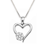 آویز الماس ترا ش برلیان با طلای سفید طرح قلب و فلاور (flower) مدل: pdb2057