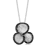 آویز گل سه پر الماس سیاه و سفید با طلای سفید طرح فلاور (flower) مدل: pdb2059