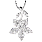 آویز الماس تراش برلیان با طلای سفید طرح گل رز سفید (flower) مدل: pdb2061