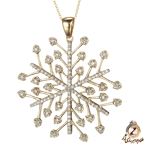 آویز الماس تراش برلیان با طلای سفید طرح دانه برف مدل: pdb2062
