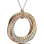 آویز الماس تراش برلیان طلای زرد و سفید و رزگلد طرح سه دایره تو در تو مدل: pdb2063