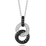 آویز الماس تراش برلیان سیاه و سفید با طلای 18 عیار سفید مدل: pdb2064