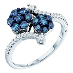 انگشتر گل طلا و جواهر زنانه یاقوت کبود و برلیان طرح فلاور (flower) مدل rgf1359