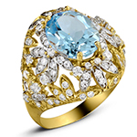 انگشتر طلا و جواهر طرح گل زنانه توپاز و برلیان: مدل rgf13801