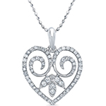 آویز خاص قلب الماس تراش برلیان با طلای سفید 18 عیار مدل: pdb2085