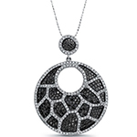 آویز الماس تراش برلیان سیاه و سفید با طلای 18 عیار سفید مدل: pdb2094