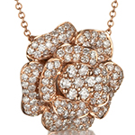 آویز گردنبند گل طلا 18 عیار تمام جواهر الماس تراش برلیان طرح فلاور مدل: pdb2096