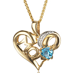 آویز گردنبند مادر در قاب قلب طلا و جواهر با نگین توپاز برلیان مدل: npdf1255
