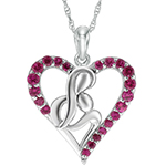 آویز جواهر با نگین یاقوت قرمز طرح قلب مادر مدل: npdf1256
