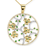 آویز گل طلا و جواهر با نگین زمرد و الماس تراش برلیان مدل: npdf1267