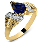 انگشتر جواهر زنانه یاقوت کبود تراش اشک و الماس تراش برلیان: مدل rgf1394