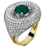 انگشتر طلا بزرگ مجلسی جواهر زنانه زمرد و الماس تراش برلیان: مدل rgf1397