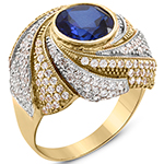 انگشتر طلای زرد و سفید جواهر زنانه یاقوت کبود و الماس تراش برلیان: مدل rgf1398