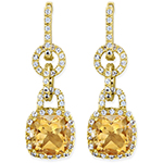 گوشواره طلا زرد و جواهر سیترین و الماس تراش برلیان مدل: edf1282