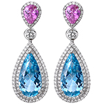 گوشواره طلا و جواهر توپاز، تورمالین و الماس تراش برلیان مدل: edf1290