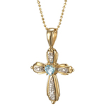 آویز مردانه جواهر با نگین الماس تراش برلیان و توپاز طرح صلیب: مدل npdm1014