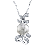 آویز زنانه جواهر با نگین مروارید و الماس تراش برلیان مدل: npdf12938