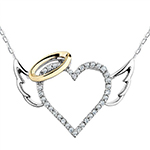 آویز گردنبند قلب طلا زنانه جواهر با نگین الماس تراش برلیان طرح بال فرشته مدل: npdf12940