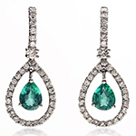 گوشواره عصایی طلا و جواهر زمرد و الماس تراش برلیان مدل: edf1296