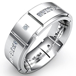 حلقه رینگ مردانه طلا سفید با نگین الماس تراش پرنس و برلیان: مدل wrgm1292