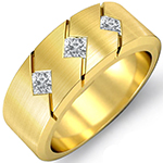 حلقه رینگ مردانه طلا زرد با نگین الماس تراش پرنس: مدل wrgm1293