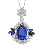 آویز طلا و جواهر با نگین یاقوت کبود و الماس تراش برلیان مدل: npdf13083