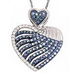 آویز طلا و جواهر با نگین یاقوت کبود و الماس تراش برلیان طرح قلب مدل: npdf13085