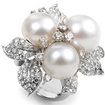 انگشتر مروارید زنانه طلا مجلسی با نگین الماس تراش برلیان طرح گل: مدل rgf1543