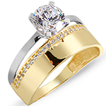 حلقه و پشت حلقه طلا و جواهر زنانه با نگین الماس تراش برلیان مدل: RDF1113