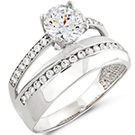 حلقه و پشت حلقه جواهر طلا سفید و نگین الماس تراش برلیان  مدل: RDF1114