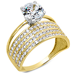 حلقه و پشت حلقه زنانه طلا زرد جواهر اماس تراش برلیان طرح سولیتر مدل: RDF1117