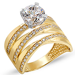 حلقه و پشت حلقه طلا زنانه با نگین الماس تراش برلیان طرح سولیتر مدل: RDF1119