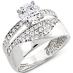 حلقه و پشت حلقه طلا سفید با نگین الماس تراش برلیان طرح سولیتر مدل: RDF1120