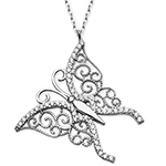 پلاک طلای سفید با نگین الماس تراش برلیان طرح پروانه: مدل pdb2237