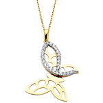 آویز طلای زرد با نگین الماس تراش برلیان طرح پروانه: مدل pdb2285