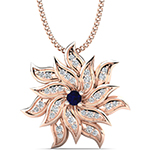 پلاک گل رز طلای رزگلد با نگین الماس تراش برلیان و زمرد: مدل npdf13190