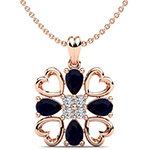 پلاک قلب طلای رزگلد با نگین الماس تراش برلیان و یاقوت کبود طرح قلب: مدل npdf13194