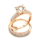 حلقه و پشت حلقه ازدواج طلا زرد با نگین برلیان مدل: RDF1137