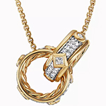 گردنبند طلا زرد زنانه و الماس تراش برلیان و پرنس مدل nec2037
