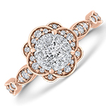 حلقه ازدواج زنانه طرح فلاور جواهر نگین الماس تراش برلیان مدل RDF1141