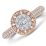 حلقه ازدواج زنانه تخمه برلیان و الماس تراش برلیان دیواره مدل RDF1144