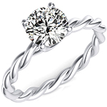 حلقه ازدواج زنانه تک تخمه الماس تراش برلیان و طلا سفید مدل: RDF1145