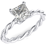 حلقه ازدواج زنانه تک تخمه الماس تراش پرنس و طلا سفید تابیده مدل: RDF1146