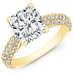 حلقه ازدواج زنانه برلیان و تخمه الماس تراش کاشن و طلا زرد مدل: RDF1147 