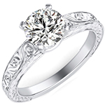 حلقه ازدواج زنانه تخمه الماس تراش برلیان و طلا سفید طرح دار مدل: RDF1148