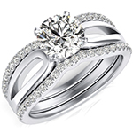 حلقه ازدواج زنانه لاکچری الماس تراش کاشن و طلا سفید مدل: RDF1150